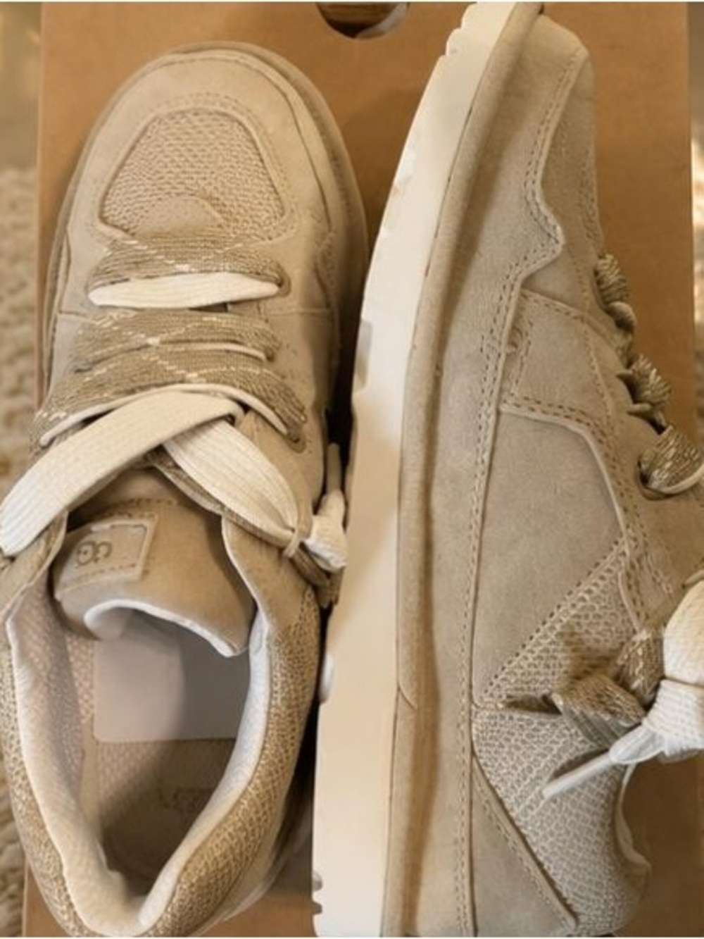 UGG Kids Tan Suede Platform Sneakers - Picture 3 of 4
